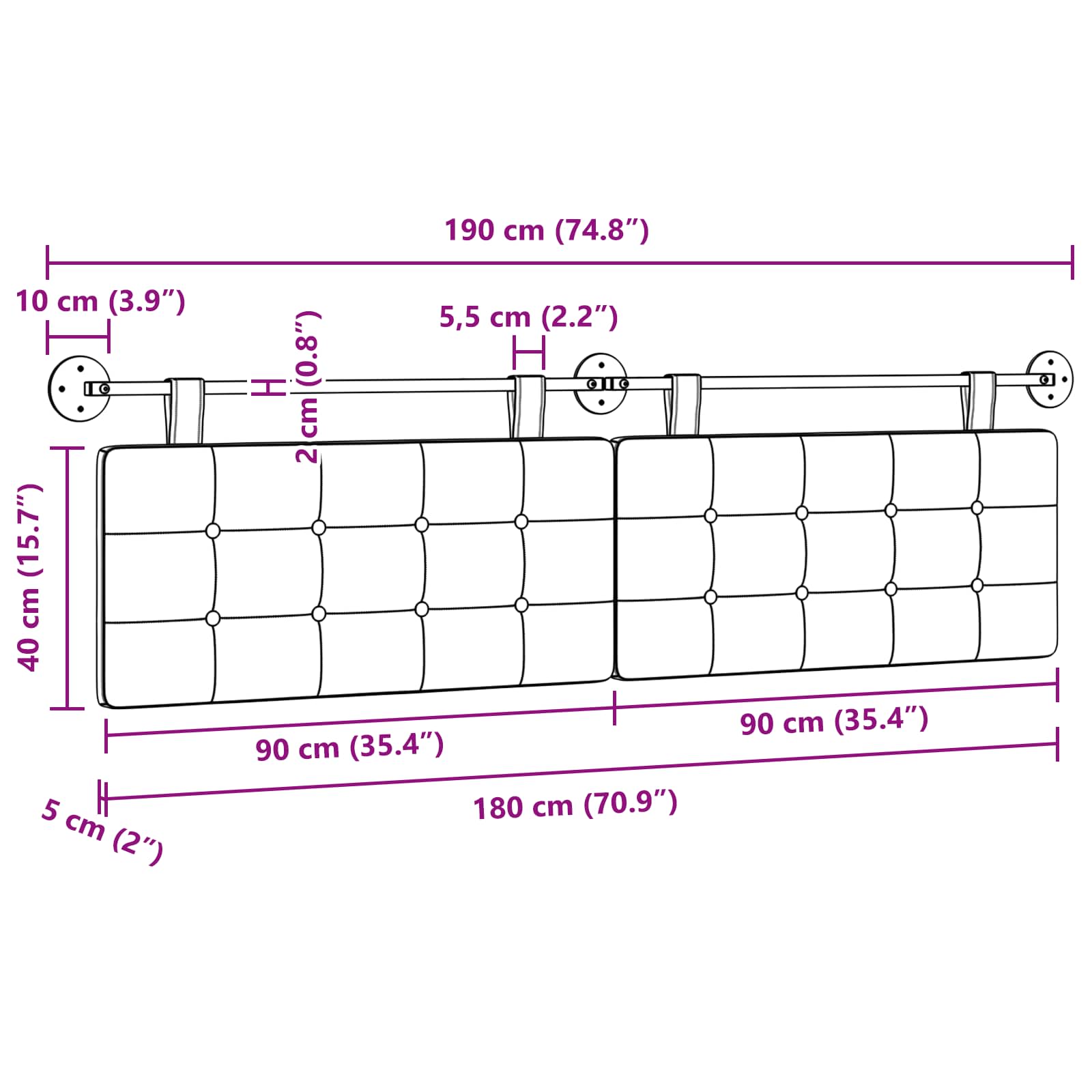 Rippuv Peatoe Seinale kinnitatav Sinine 190 x 55 x 5 cm kangas 11 Kõik vajalik sinu aeda ja koju! Rippuv Peatoe Seinale kinnitatav Sinine 190 x 55 x 5 cm kangas - Image 11