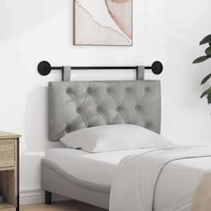 Viseče vzglavje postelje Z LED svetlobo Svetlo siva Žamet