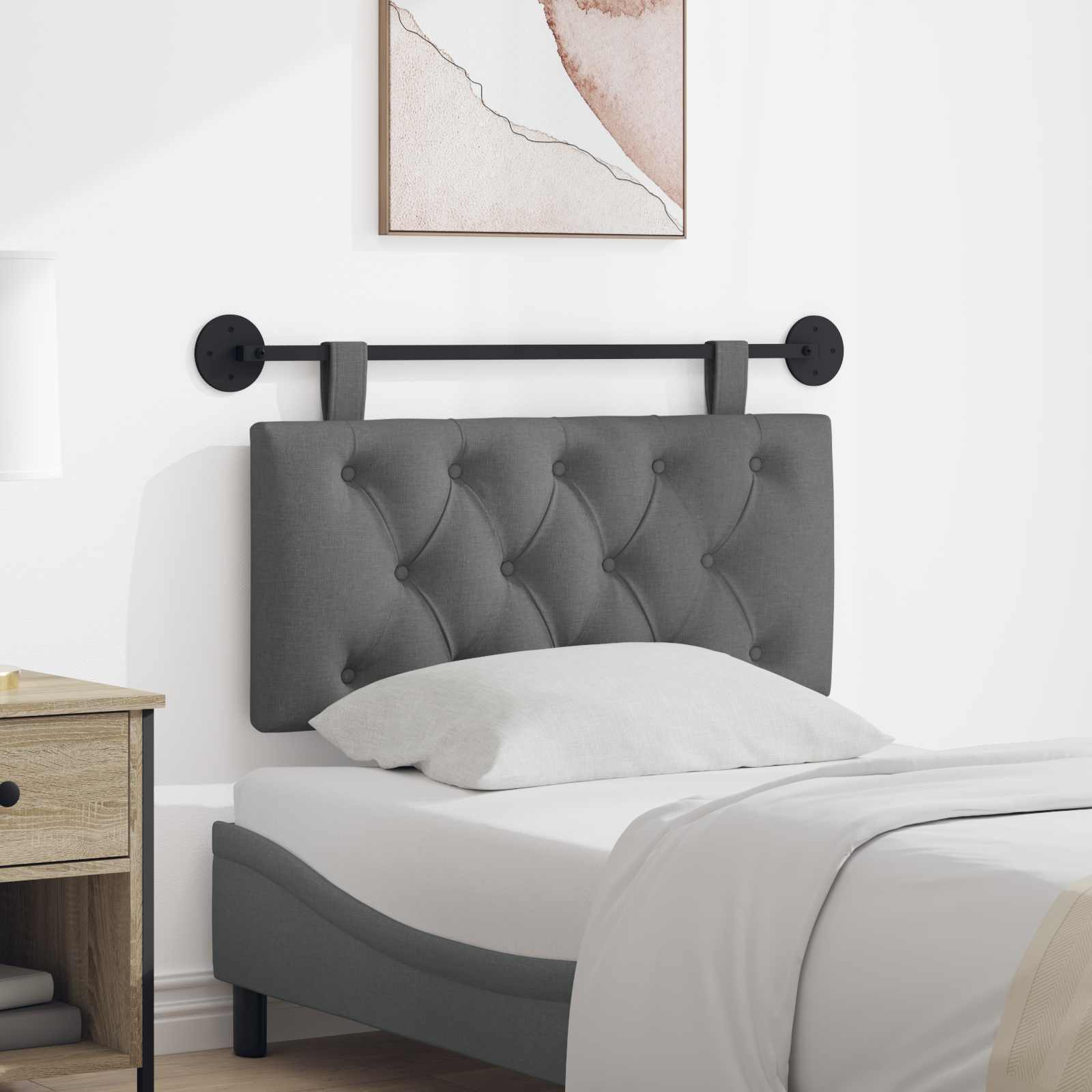 vidaXL Tăblie de pat suspendată Gri închis Țesătură