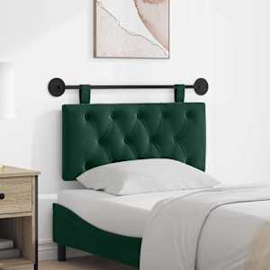 Viseče vzglavje postelje Z LED svetlobo Temno zelena Žamet