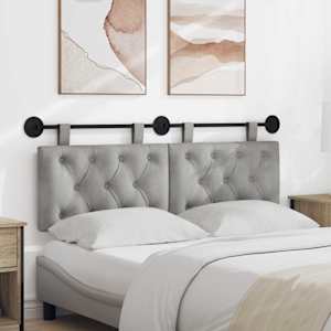 Viseče vzglavje postelje Z LED svetlobo Svetlo siva Žamet