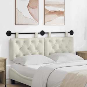 Viseče vzglavje postelje Z LED svetlobo Krem Žamet