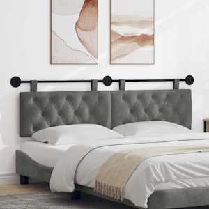 Viseče vzglavje postelje Temno siva Žamet