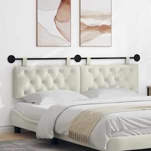 Viseče vzglavje postelje Z LED svetlobo Krem Žamet