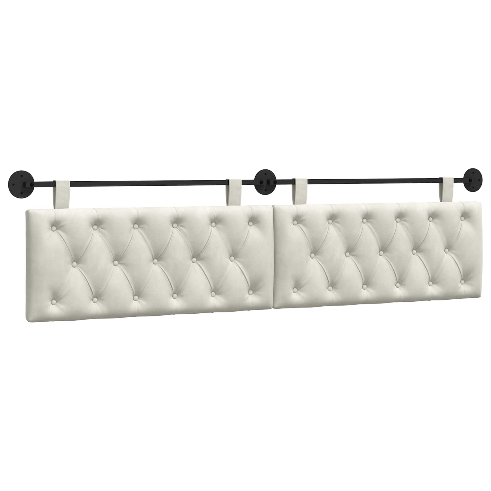vidaXL Hangend hoofdbord Crèmekleurig Fluweel, foto 3