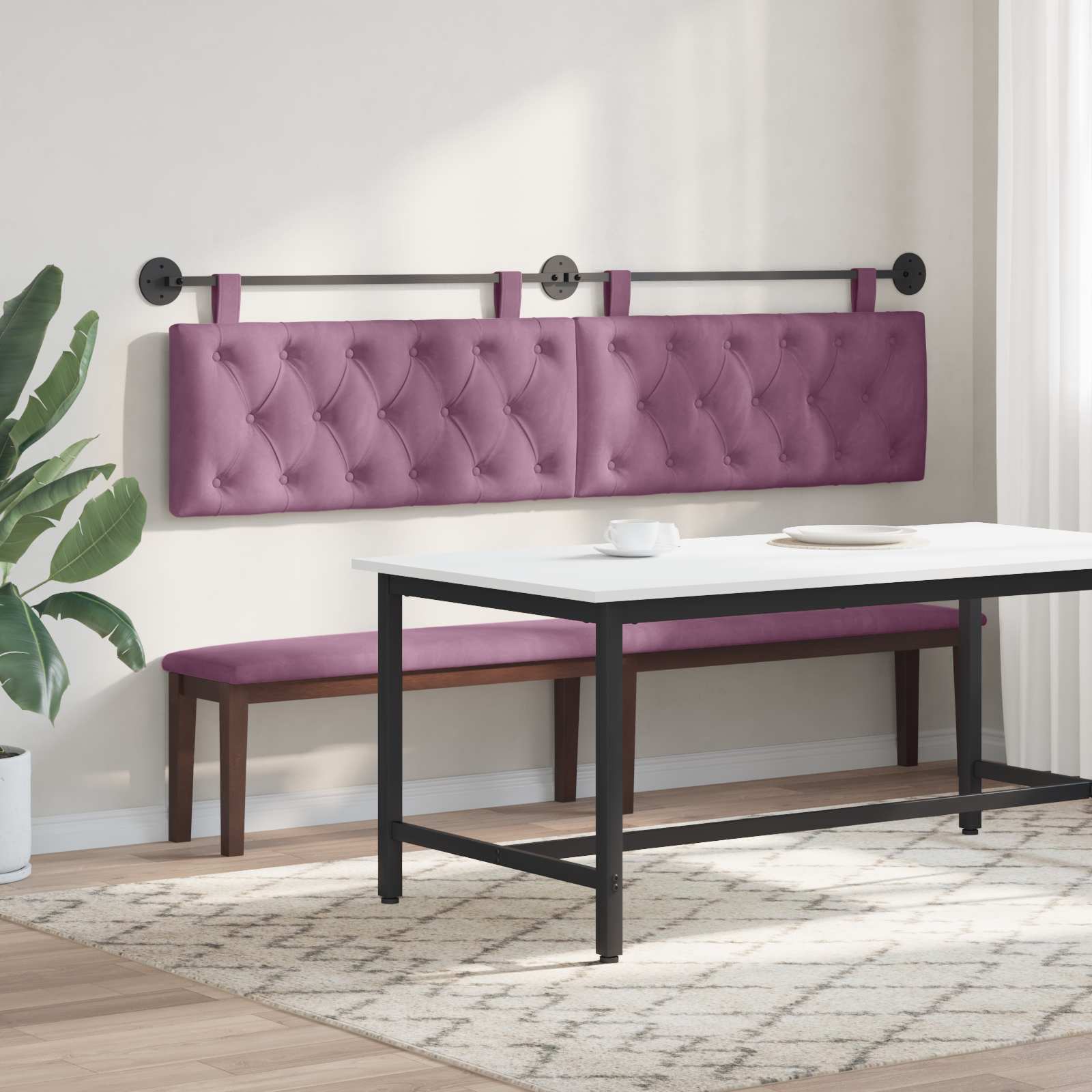vidaXL Hängevorderseite Wandmontiert Lila 210 x 55 x 7 cm Samt – Bild 4