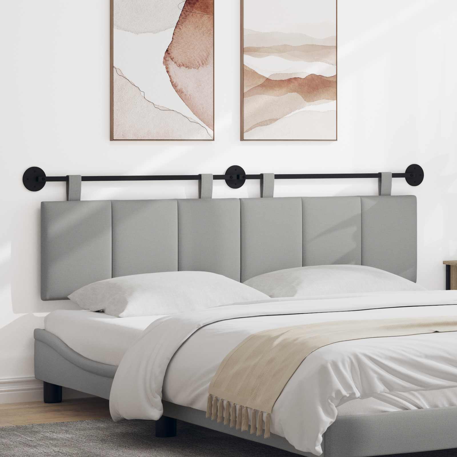 vidaXL Hängevorderseite Wandmontiert Wolkengrau 190 x 55 x 5 cm Stoff