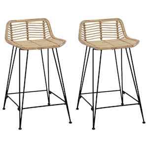 Barski stol 2 pcs Naravna 44 x 45 x 76 cm Rattan in jeklo