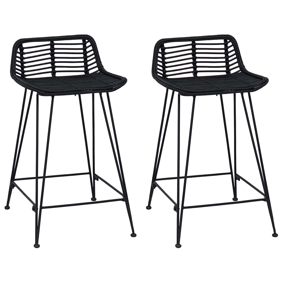 Barbænk 2 stk. 44 x 45 x 76 cm Rattan og Stål - Billede 2