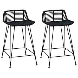 vidaXL Baaritool 2 tk Must 44 x 45 x 76 cm Rattan ja teras