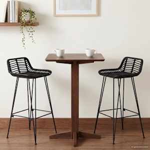 Barski stol 2 pcs Črna 44 x 46 x 91 cm Rattan in jeklo