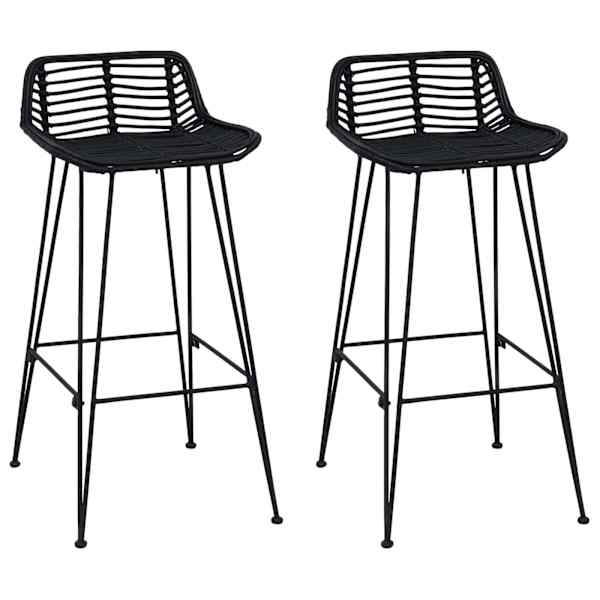vidaXL Baaritool 2 pcs Must 44 x 46 x 91 cm Rattan ja teras