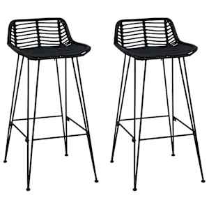 Barová stolička 2 pcs Černý 44 x 46 x 91 cm Ratan a ocel - obrázek 2