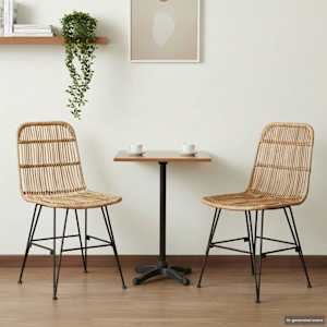 Jedilna stolica 2 pcs Naravna 41 x 55 x 85 cm Rattan in jeklo