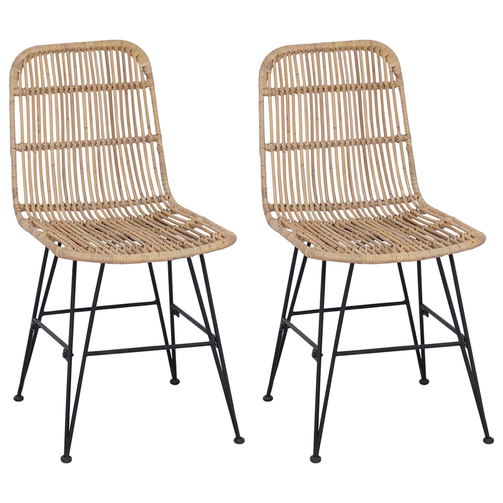 Jedilna stolica 2 pcs Naravna 41 x 55 x 85 cm Rattan in jeklo - slika 2