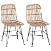 vidaXL S&ouml;&ouml;gitool 2 tk Rattan ja teras Naturaalne 41 x 55 x 85 cm