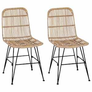 vidaXL S&ouml;&ouml;gitool 2 tk Rattan ja teras Naturaalne 41 x 55 x 85 cm