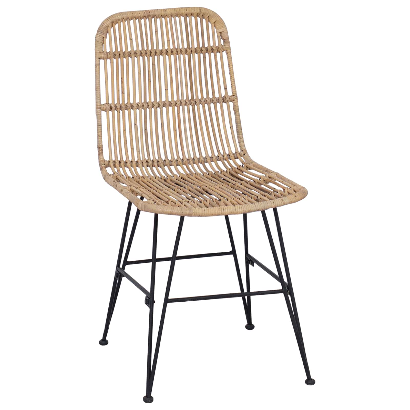 Jedilna stolica 2 pcs Naravna 41 x 55 x 85 cm Rattan in jeklo - slika 4