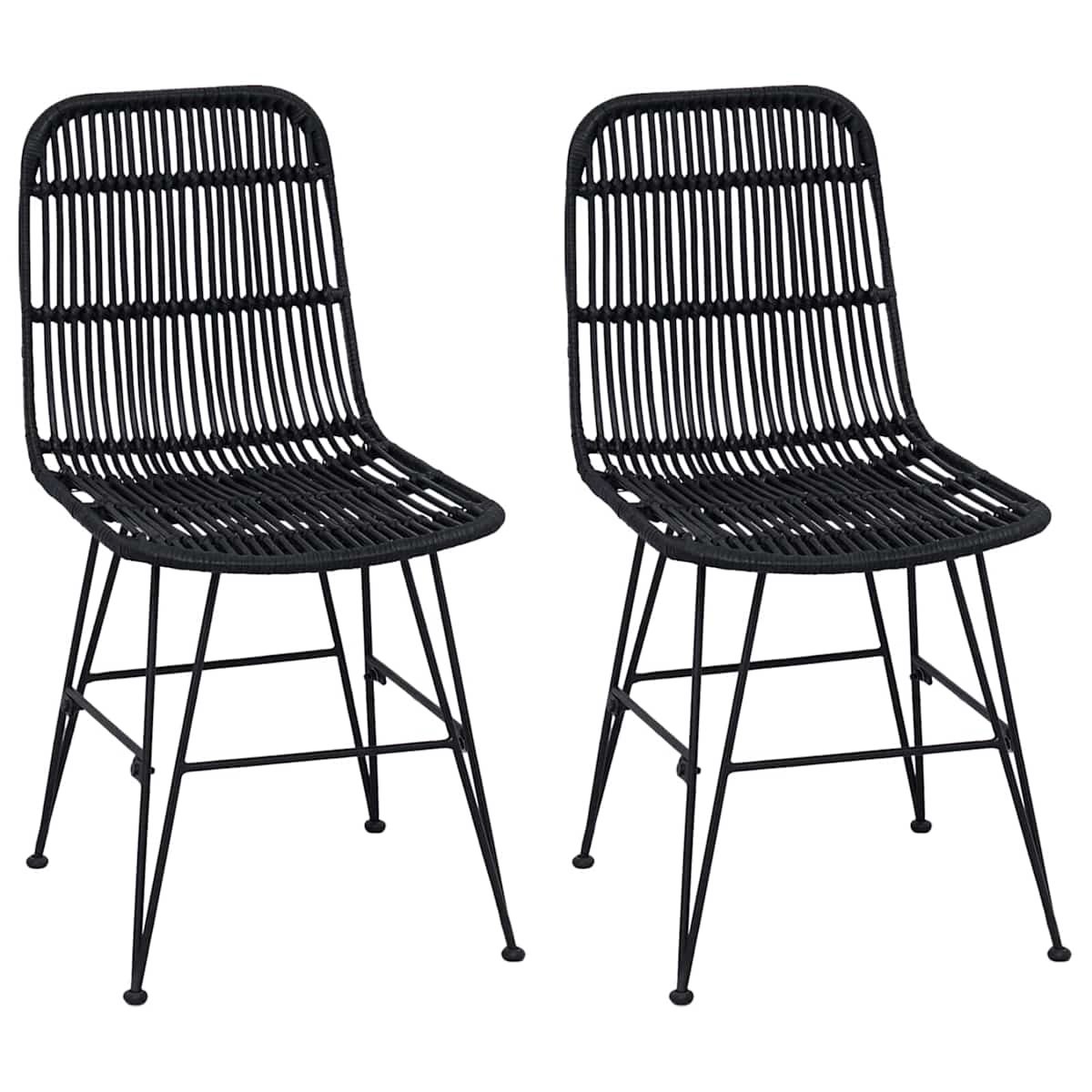 Spisestol 2 stk. Rattan og Stål 41 x 55 x 85 cm - Billede 2