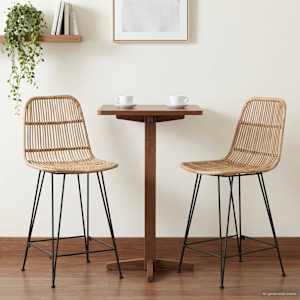 Barski stol 2 pcs Naravna 44 x 54 x 96 cm Rattan in jeklo