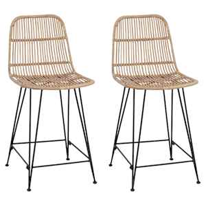 Barová stolička 2 pcs Přírodní 44 x 54 x 96 cm Ratan a ocel - obrázek 2