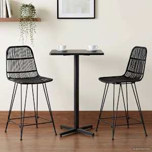 Barski stol 2 pcs Črna 44 x 54 x 96 cm Rattan in jeklo