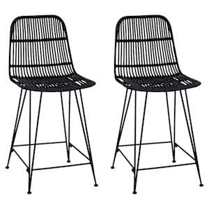 vidaXL Baaritool 2 tk Must 44 x 54 x 96 cm Rattan ja teras