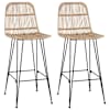 vidaXL Baaritool 2 tk Naturaalne 44 x 55 x 109 cm Rattan ja teras