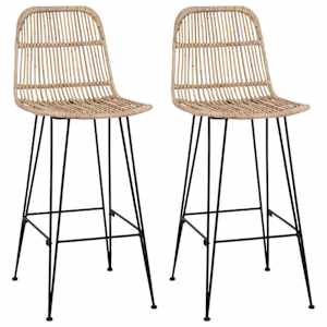 vidaXL Baaritool 2 tk Naturaalne 44 x 55 x 109 cm Rattan ja teras
