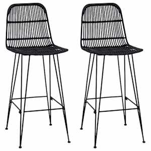 vidaXL Baaritool 2 tk Must 44 x 55 x 109 cm Rattan ja teras