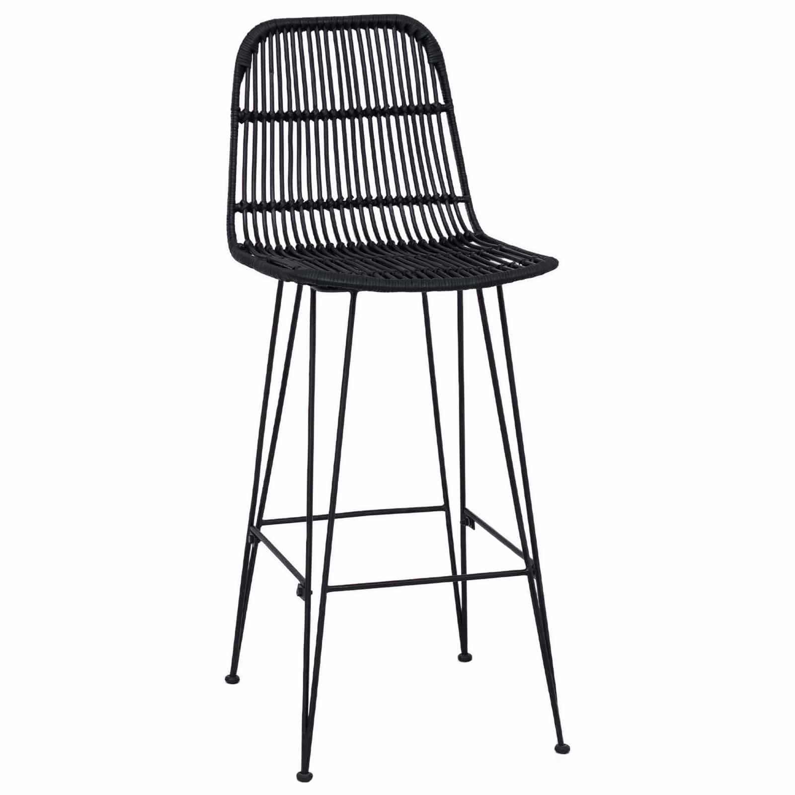 Barski stol 2 pcs Črna 44 x 55 x 109 cm Rattan in jeklo - slika 4