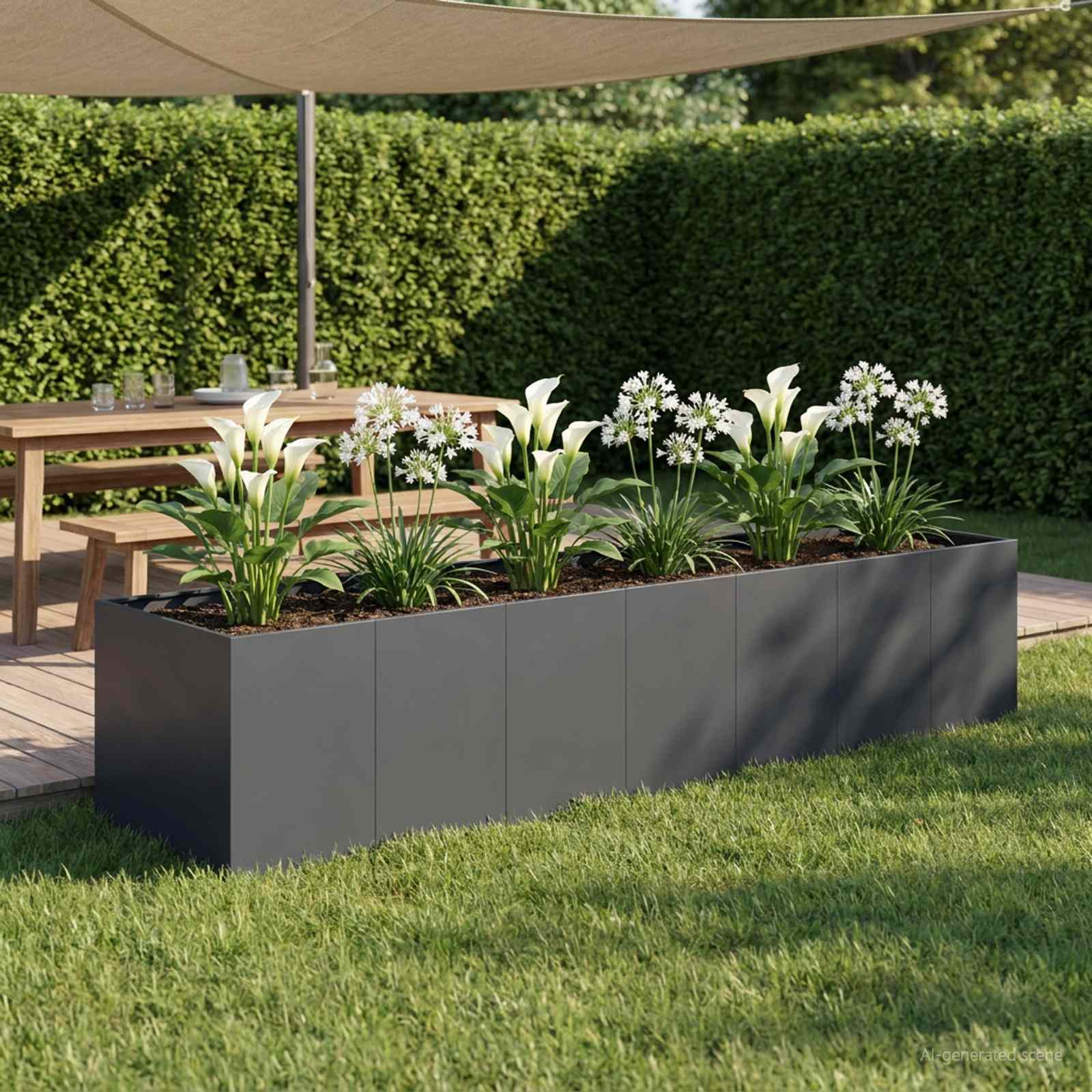vidaXL Vrtni lonček Antracit 280 x 80 x 60 cm Mlinjeni jeklo