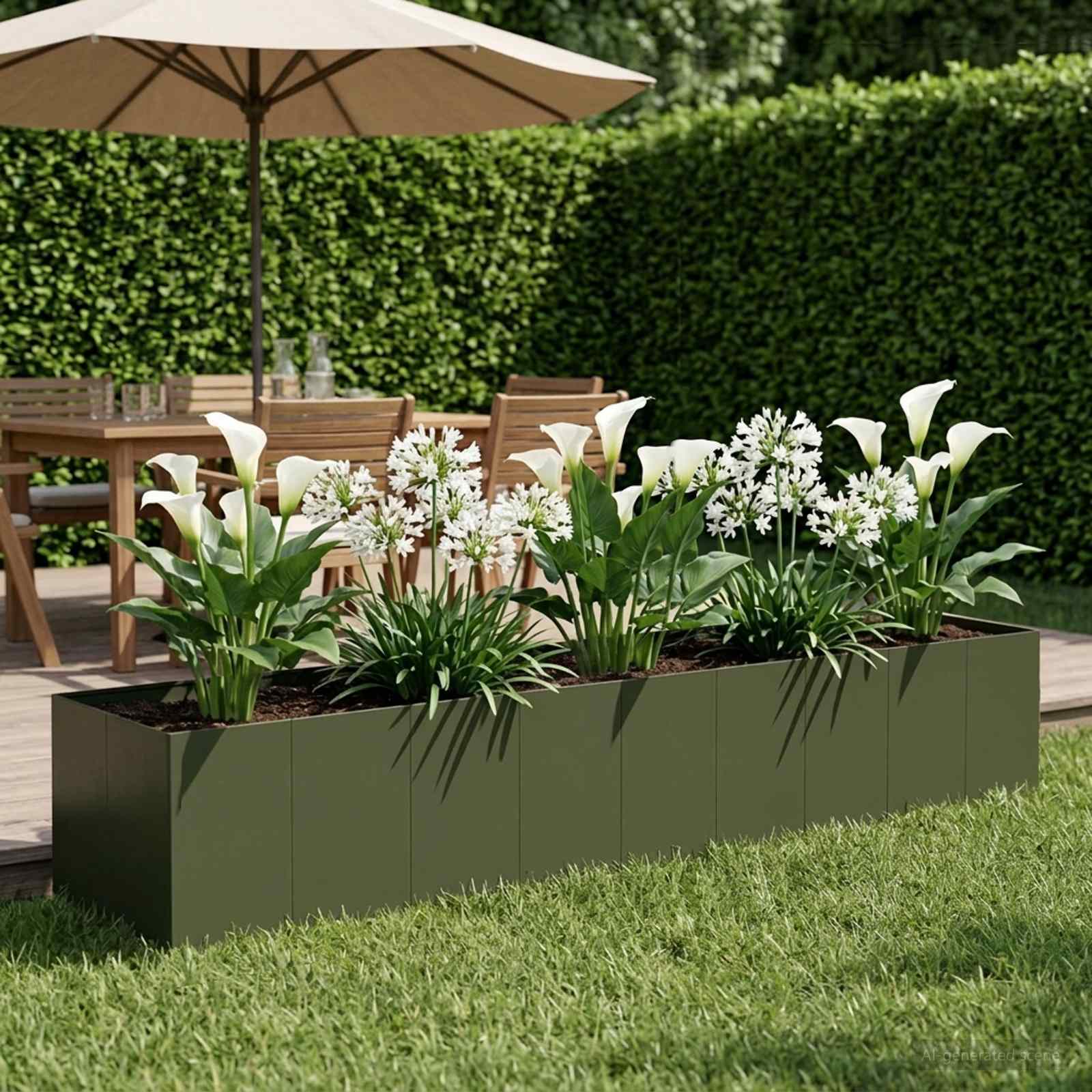 Plantenbak Olijfgroen 360 x 80 x 60 cm Koudgewalst staal image 1