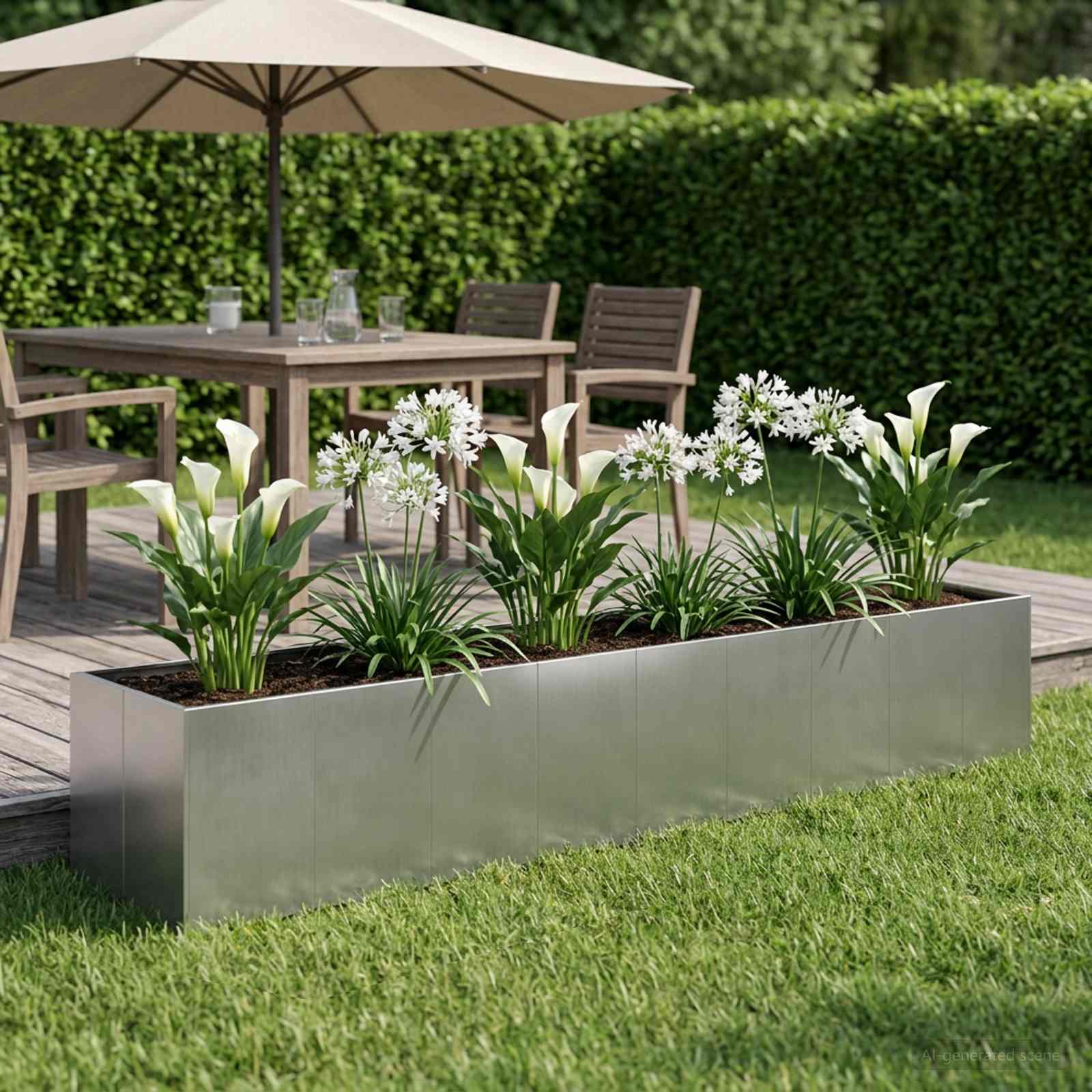Plantenbak zilver 360 x 80 x 60 cm Gegalvaniseerd staal image 1