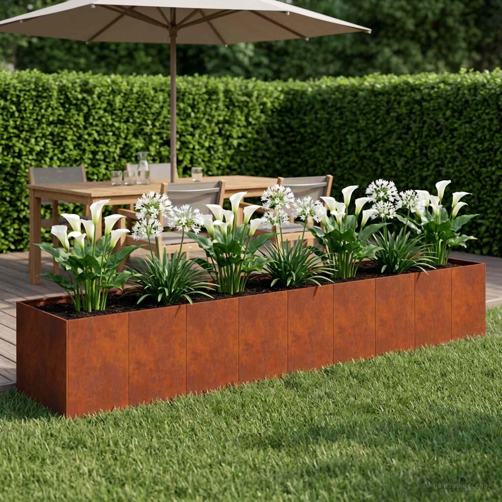 Plantenbak Roestkleurig 360 x 80 x 60 cm weervast staal image 1