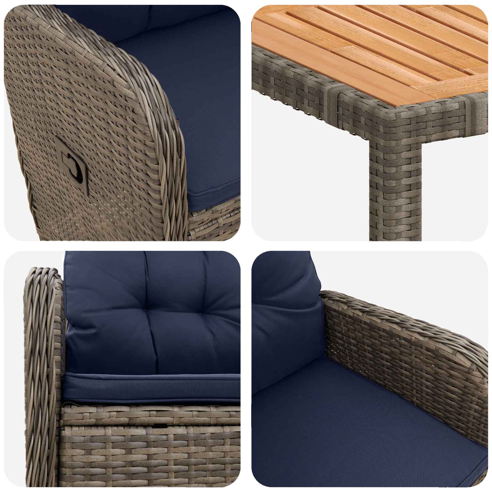 vidaXL Outdoortisch-Set 9 stk. PE Rattan und pulverbeschichteter Stahl – Bild 7