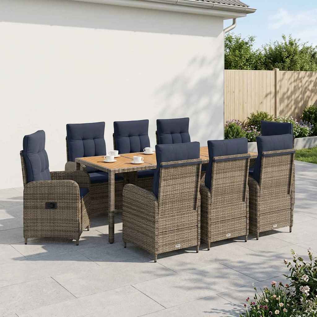vidaXL Outdoortisch-Set 9 stk. PE Rattan und pulverbeschichteter Stahl – Bild 3