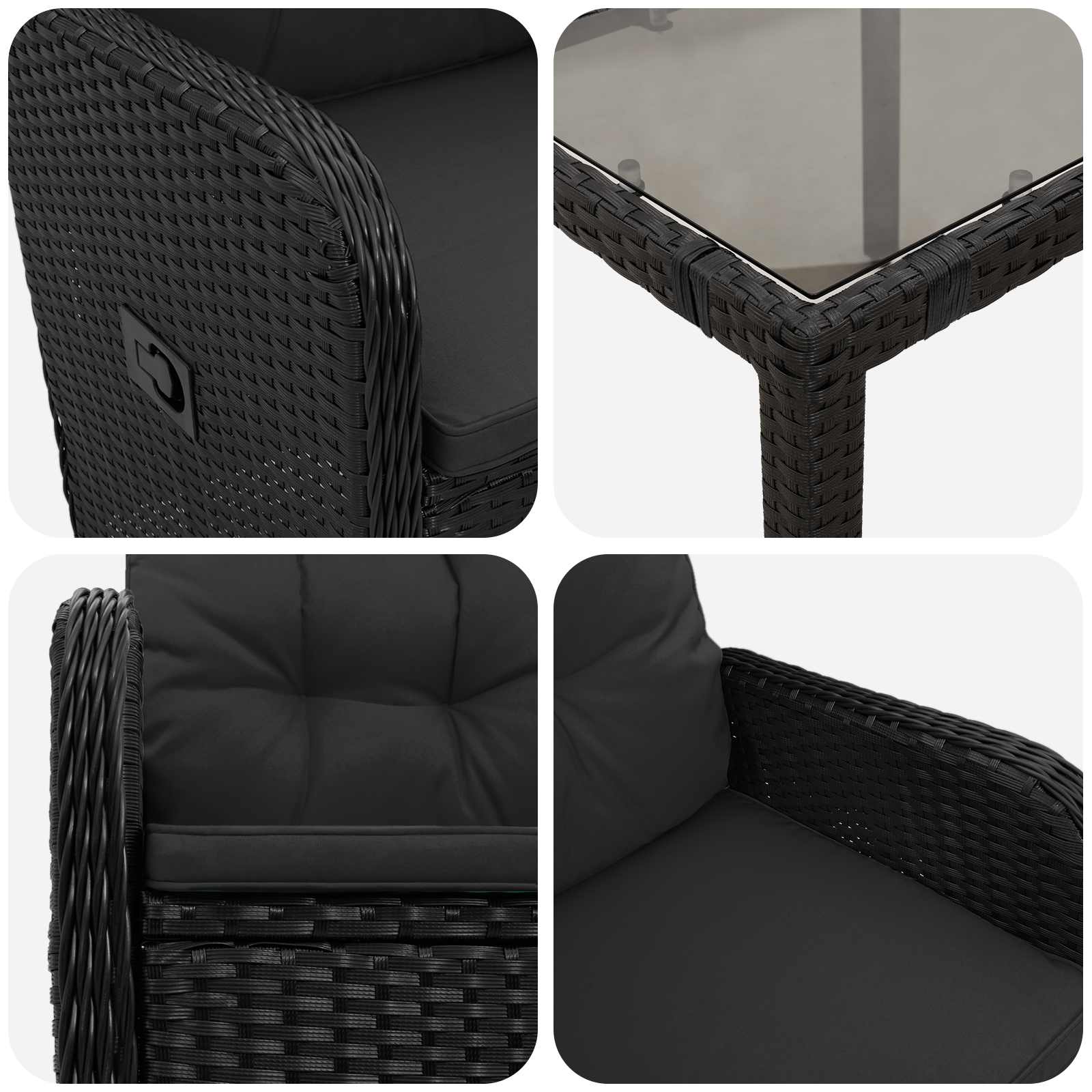 Zunanja jedilnica 3 pcs PE ratan in prašno premazano jeklo - slika 5