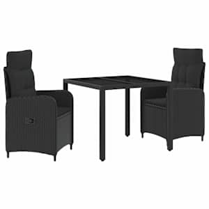 Zahradní jídelní sada 3 pcs Černá 90 x 90 x 75 cm polyratan - obrázek 1