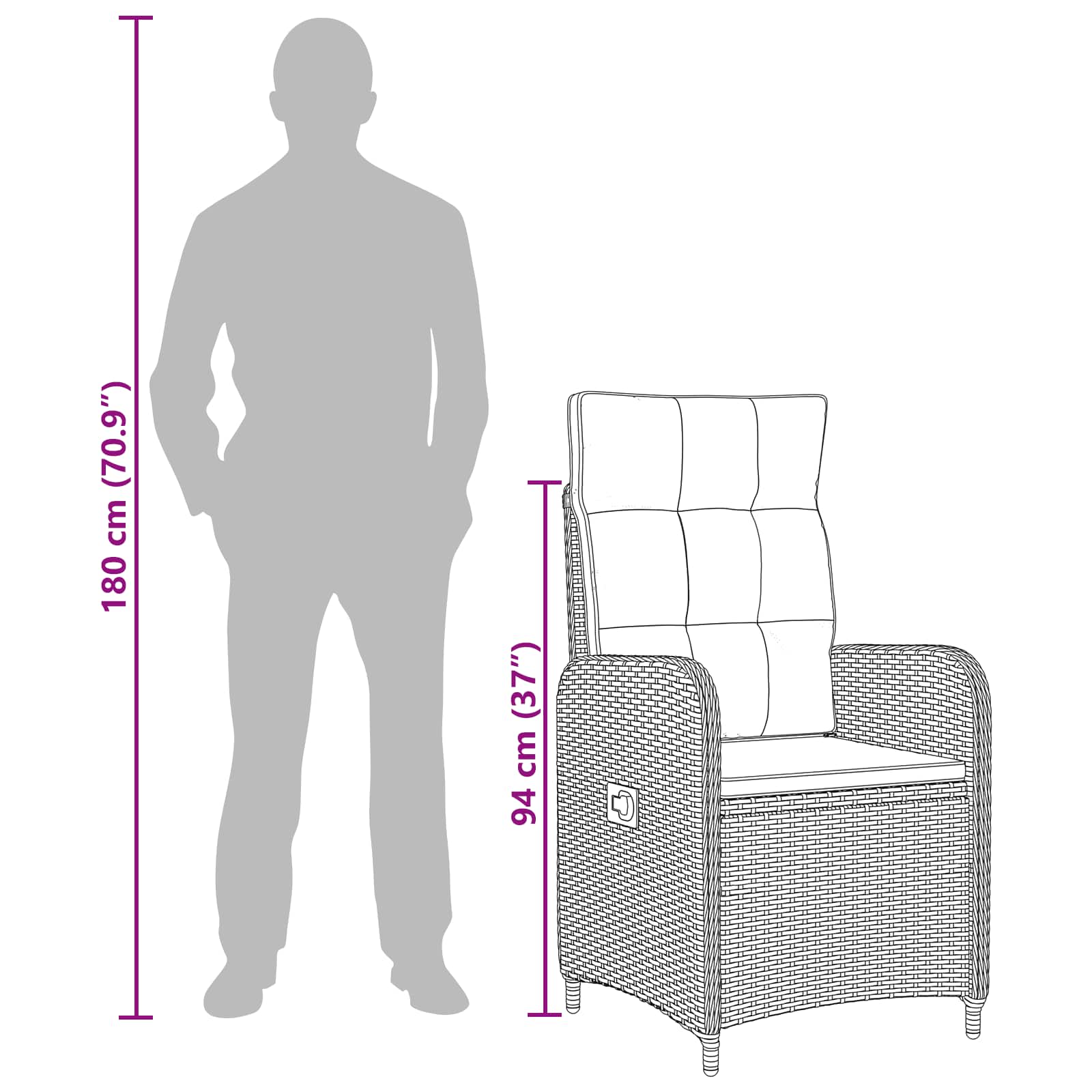 Zunanja jedilnica 3 pcs PE ratan in prašno premazano jeklo - slika 10