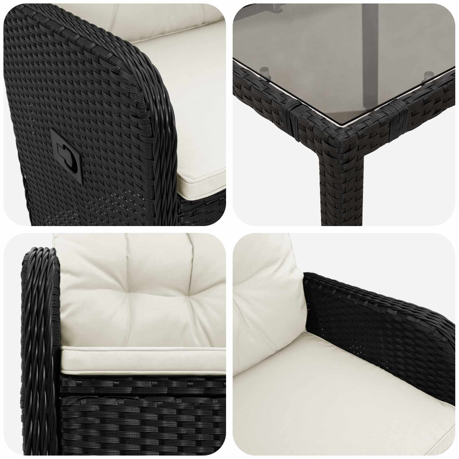 Zunanja jedilnica 3 pcs PE ratan in prašno premazano jeklo - slika 5