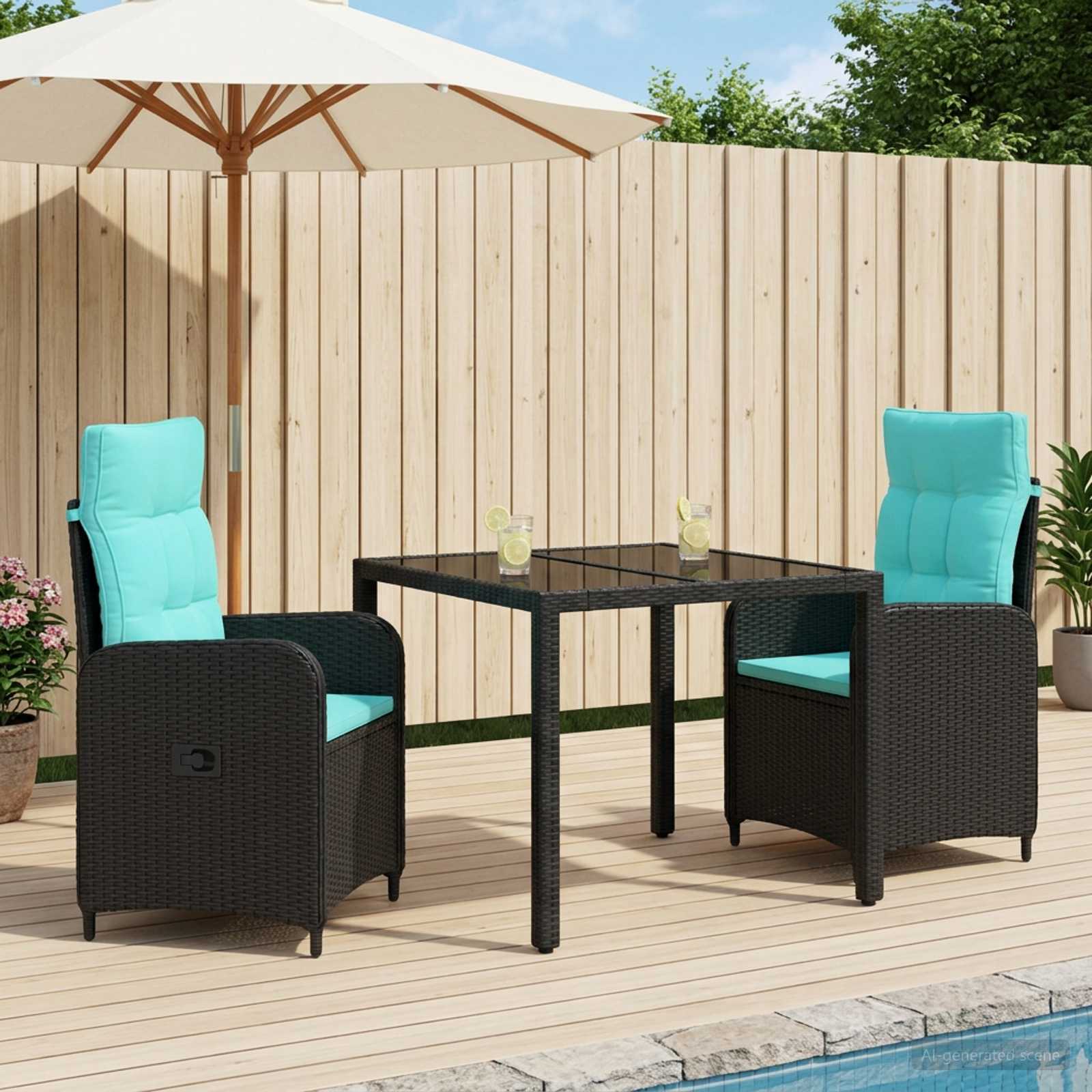 Zunanja jedilnica 3 pcs poli ratan - slika 3