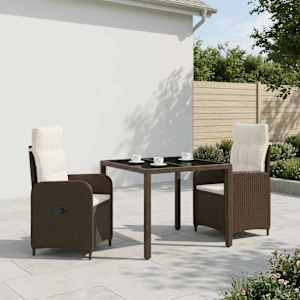 Zunanja jedilnica 3 pcs Rjava in krem bela 90 x 90 x 75 cm