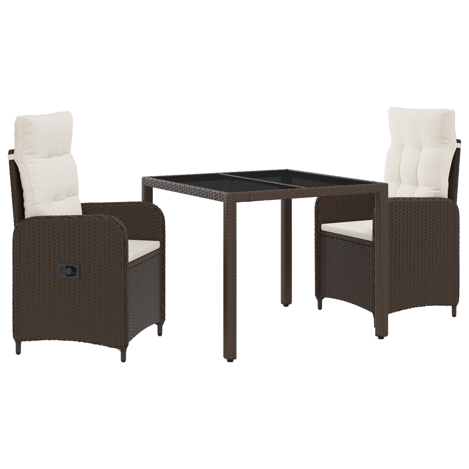 Buiten eettafelset 3 pcs Bruin en Crème Wit 90 x 90 x 75 cm
