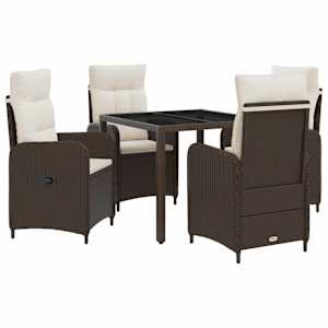 vidaXL &Otilde;ues&ouml;&ouml;gi komplekt 5 tk Pruun ja Kreemikas Valge pol&uuml;rotang