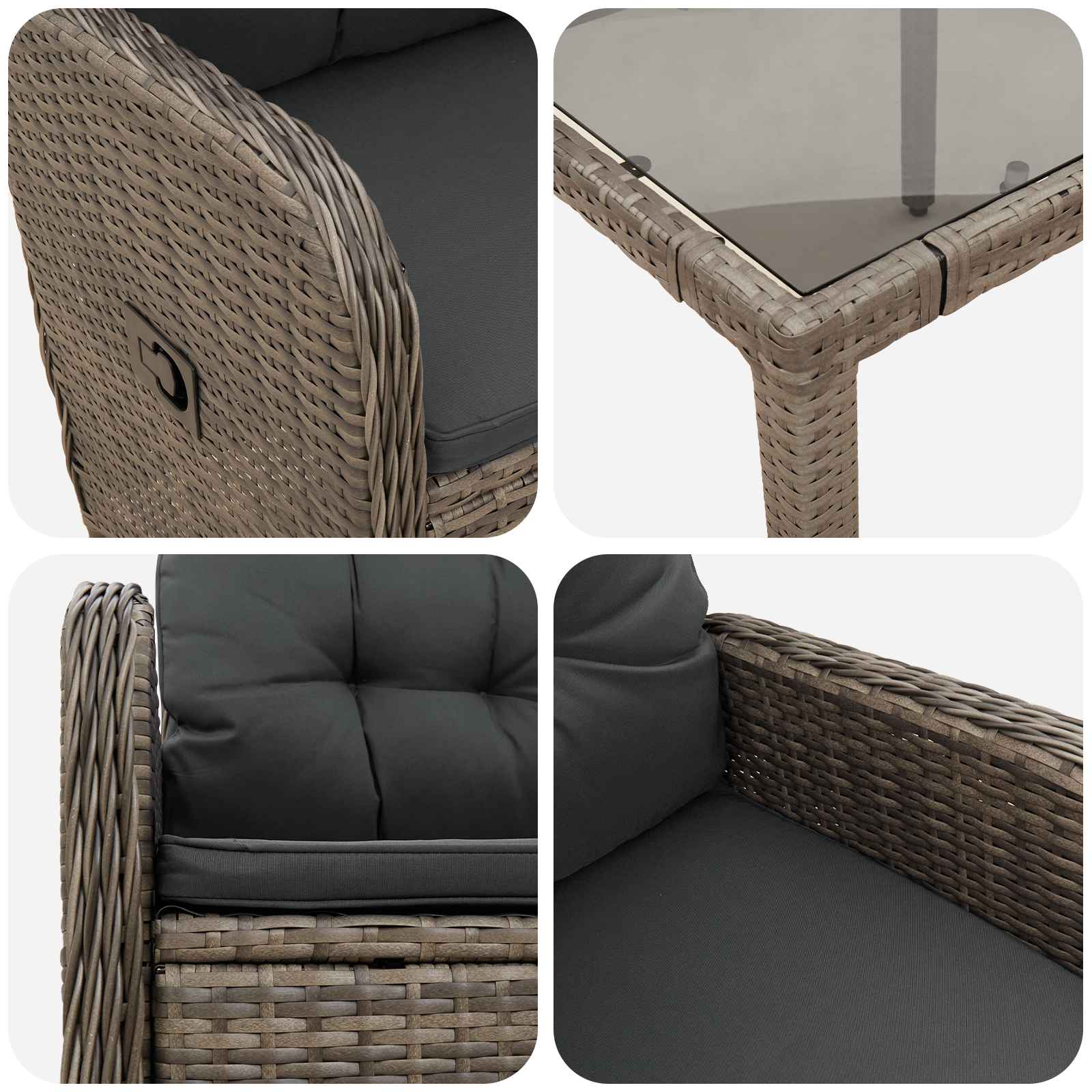 Zunanja jedilnica 3 pcs PE ratan in prašno premazano jeklo - slika 5