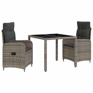 Zunanja jedilnica 3 pcs PE ratan in prašno premazano jeklo