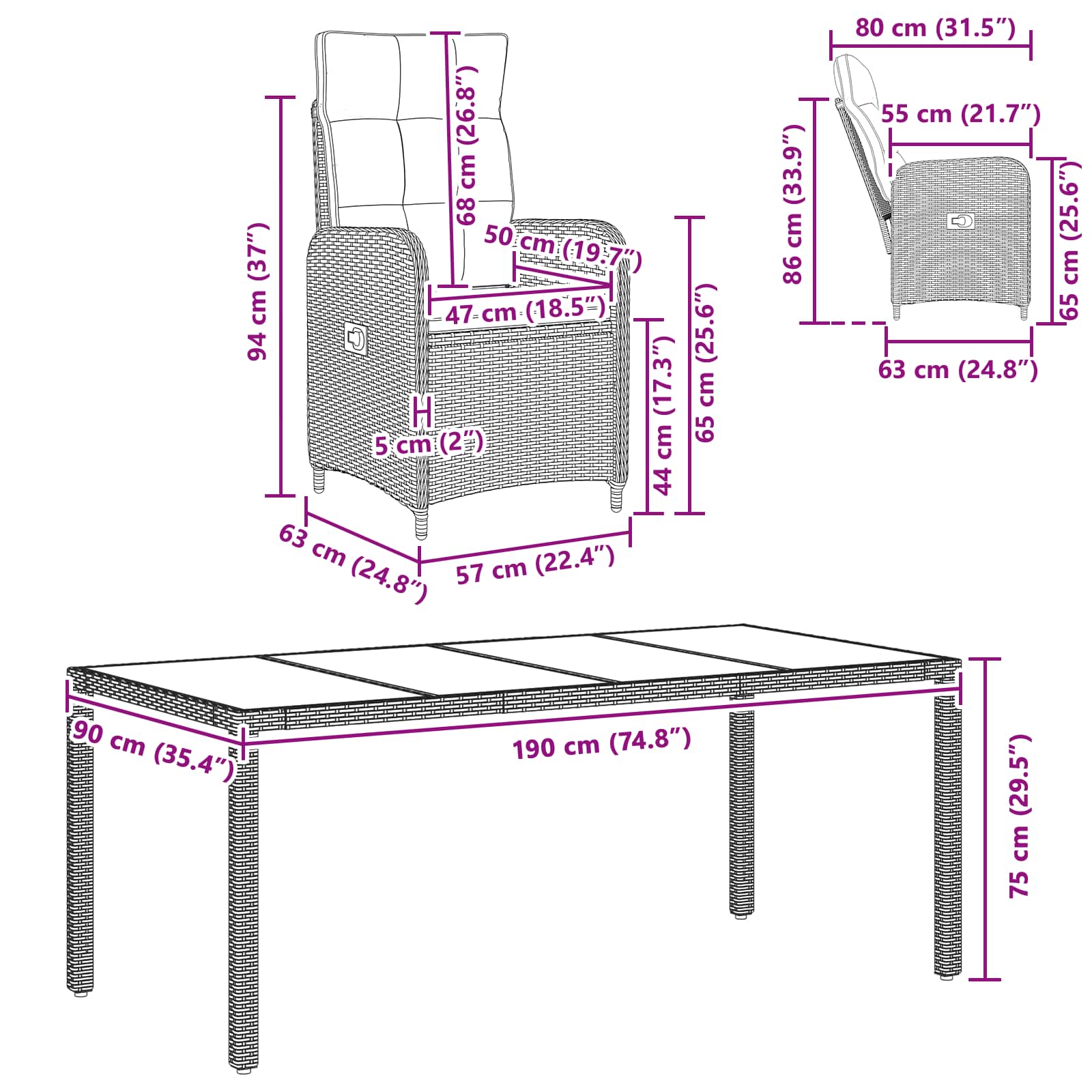 Utomhusmatbord 7 pcs konstrotting