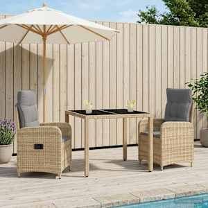 Zunanja jedilnica 3 pcs Bež in svetlo siva 90 x 90 x 75 cm