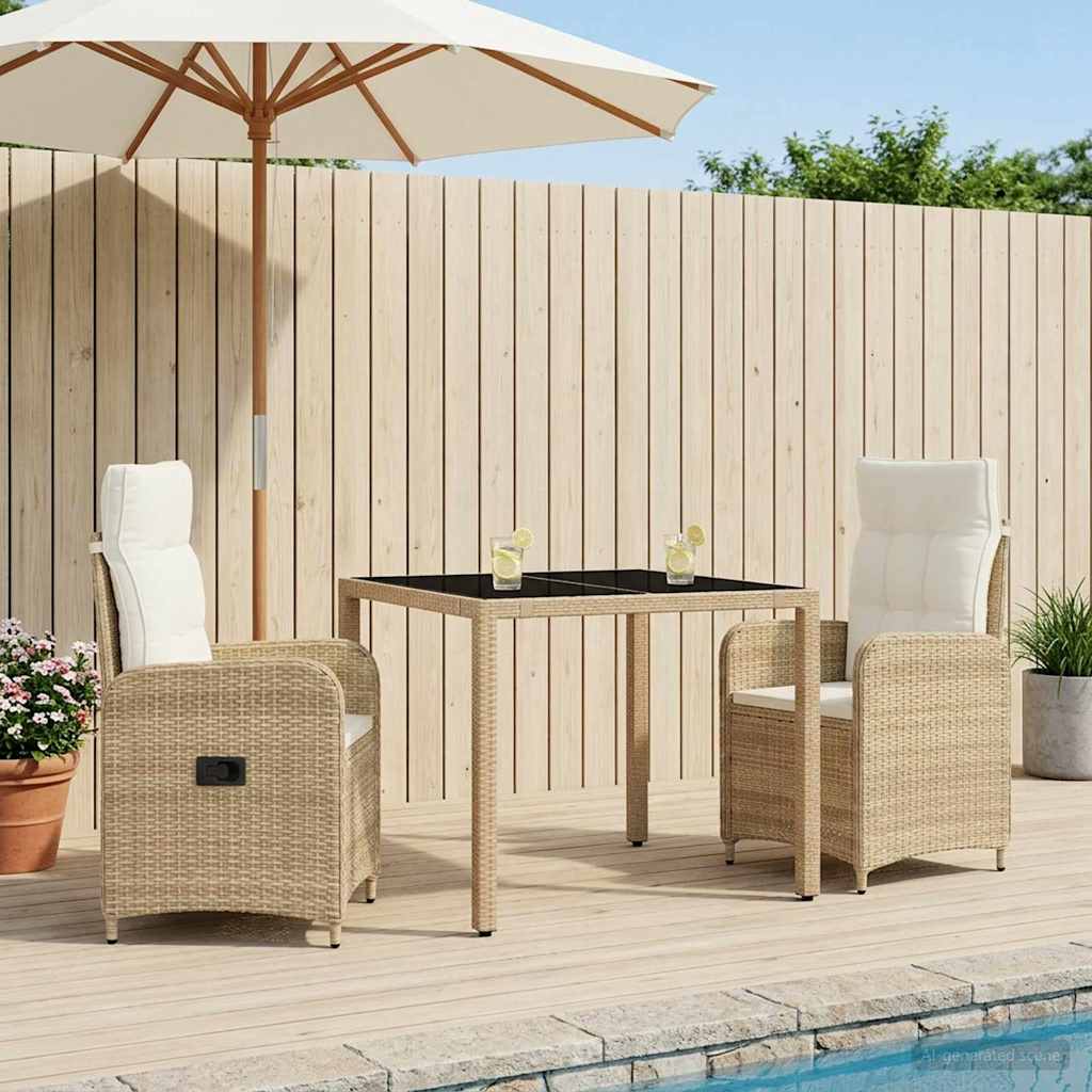  Σετ Εξωτερικής Τραπέζης 3 pcs Μπεζ και Κρέμ 90 x 90 x 75 cm V-3422336